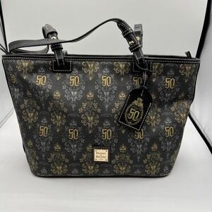 Disney Dooney & Bourke Tote Bag Womens Haunted Mansion 50th Anniversary Gold